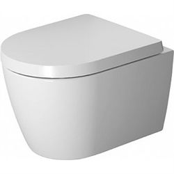 Duravit ME by Starck compact væghængt toilet med Åben skylle-rand og softclose sæde.